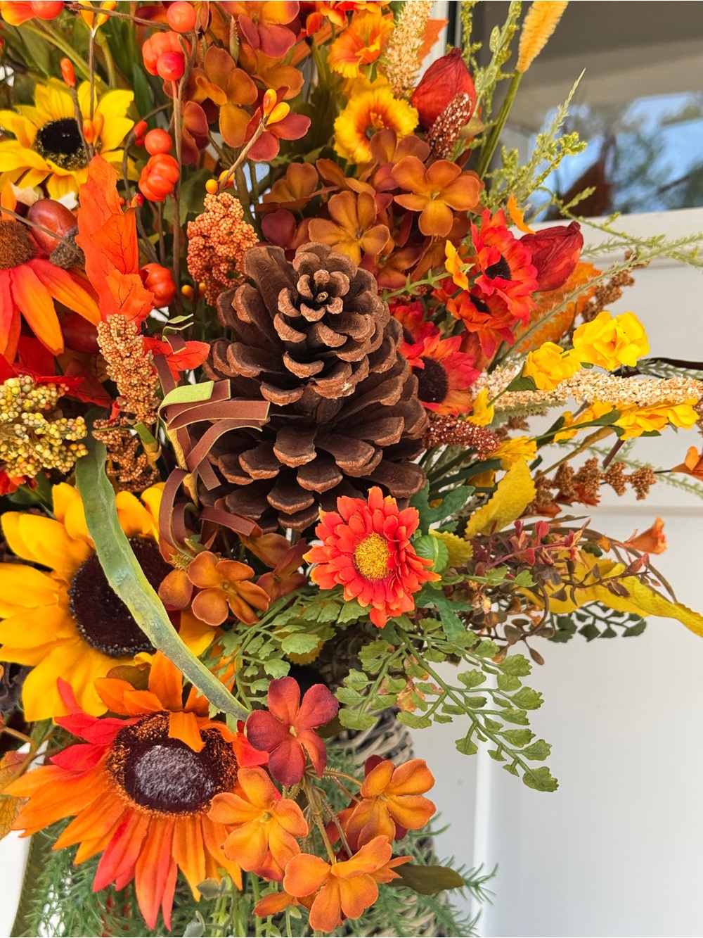 Autumn Rattan Basket Door Arrangement/Floral Arrangement - Picture 8 of 11